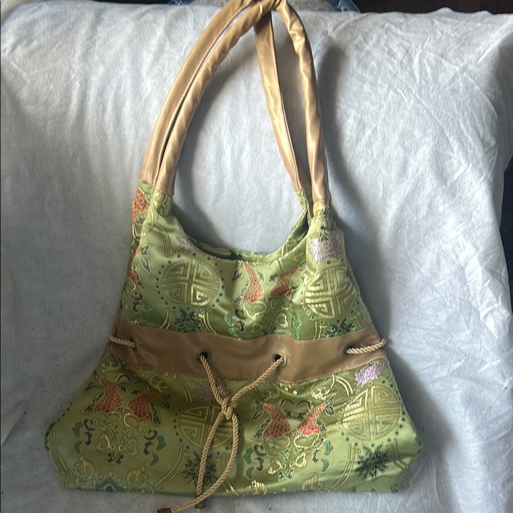 Elegant Green and Tan Women's Bag